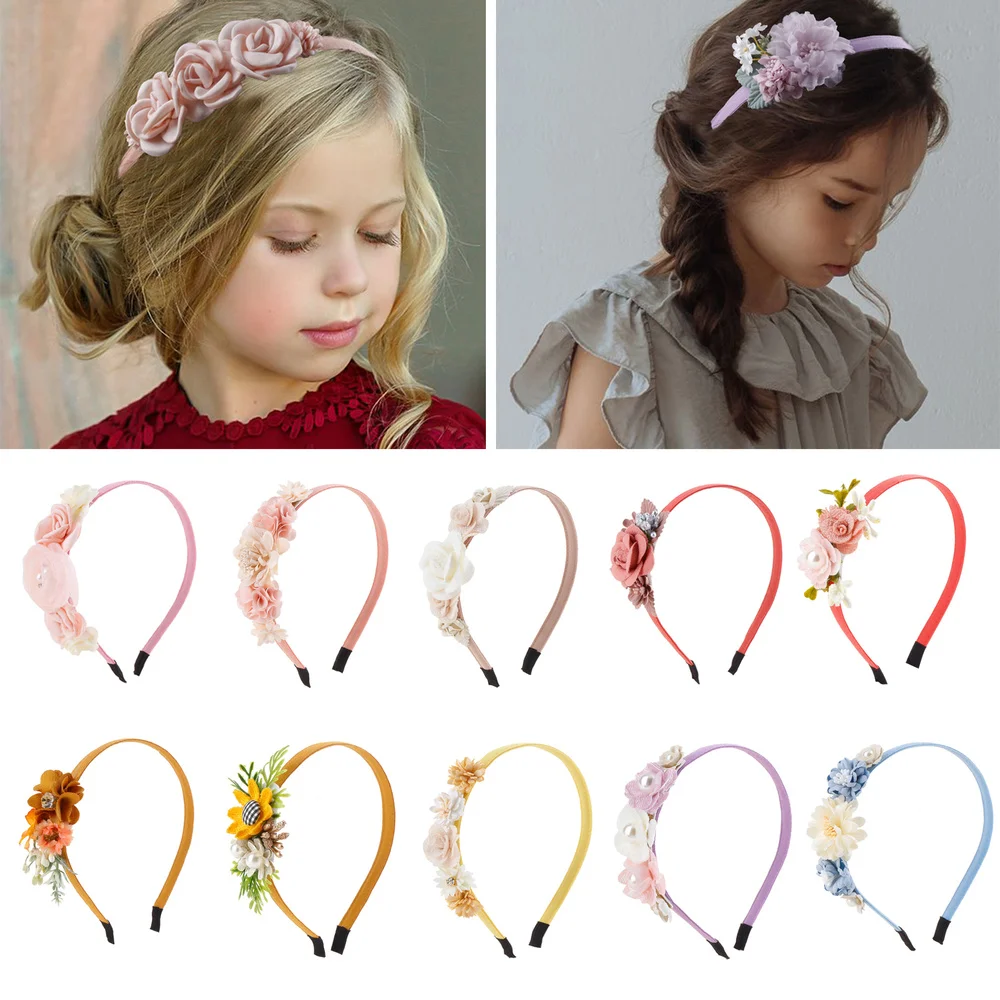 1Pcs Head Flower Headband Girls Baby Flower Hairband  Princess Flower Headband Kids Headwear Kids Accessories Over 5 Years Old