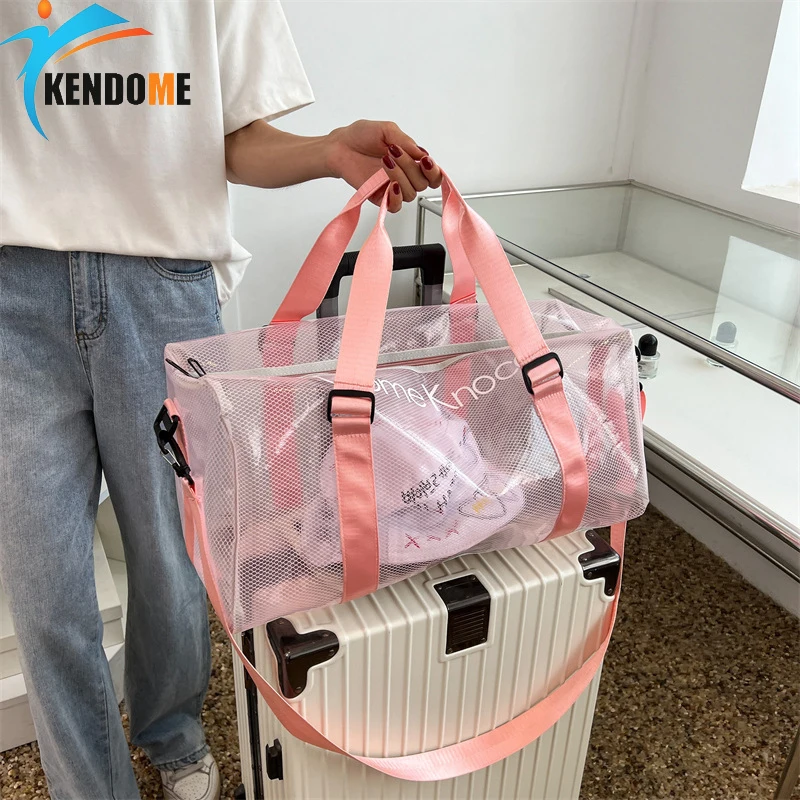 

Прозрачная сумка для фитнеса, простая трендовая сумка на одно плечо для женщин, уличная Водонепроницаемая модная спортивная сумка-рюкзак