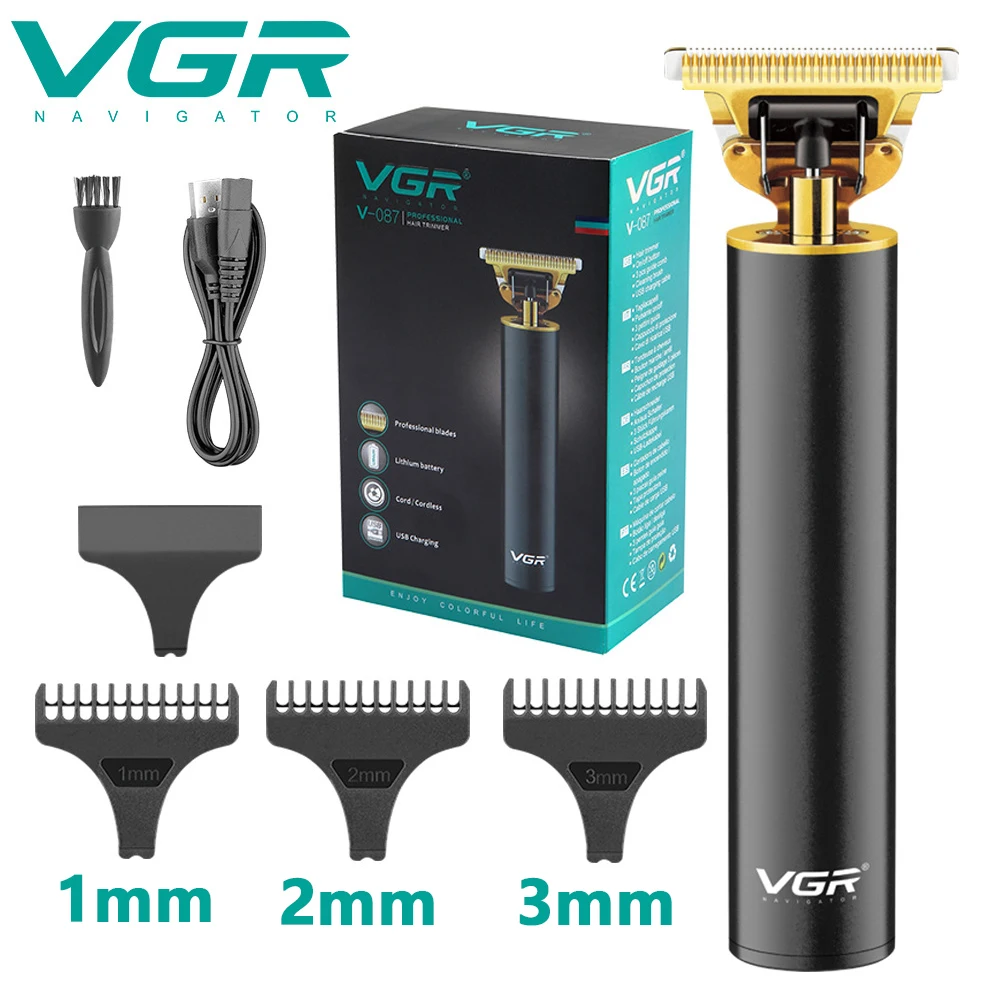 

Триммер для волос VGR T9, профессиональная машинка для стрижки волос, перезаряжаемая машинка для стрижки волос, беспроводной триммер для бороды с T-образным лезвием для мужчин