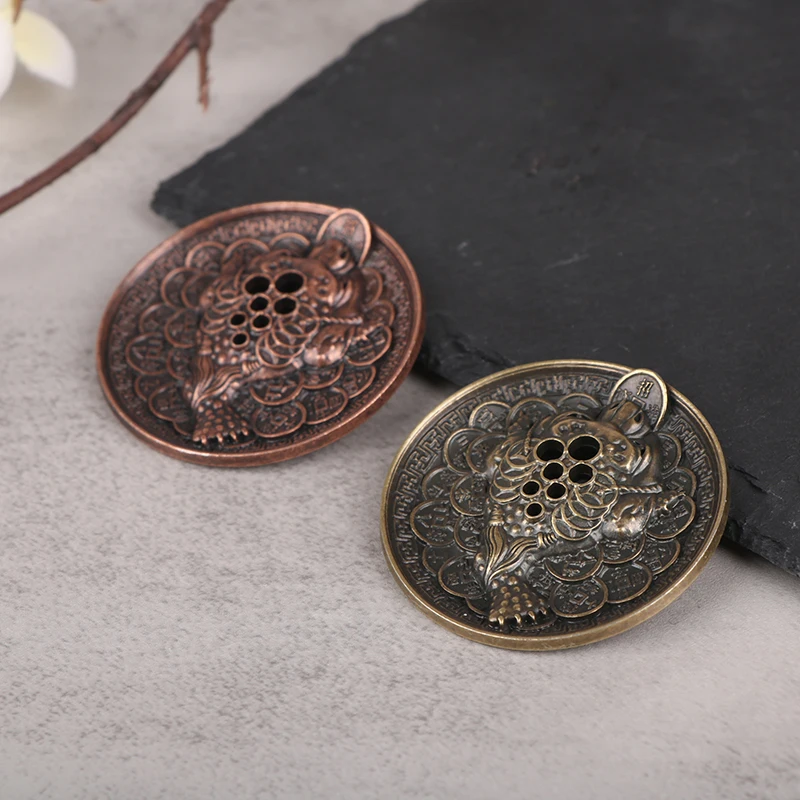 1 шт. бронзовый поднос для благовоний с резьбой под старину