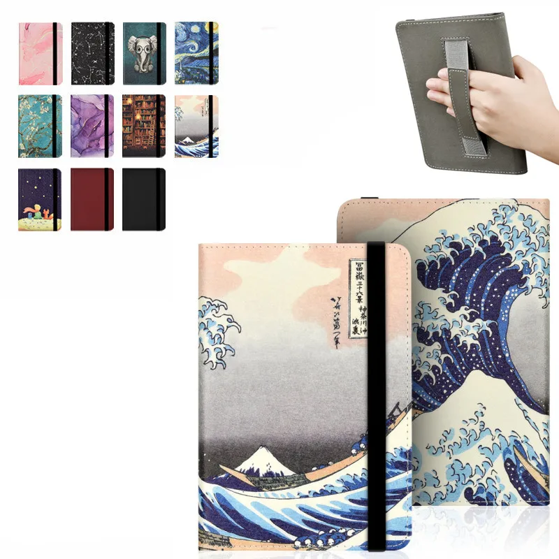 With HandStrap Cover for Kobo Nia N306 Ereader Clara HD 6 Inch N249 Aura Edition 2 6'' HD N236 Ebook Ereader Universal Cute Case