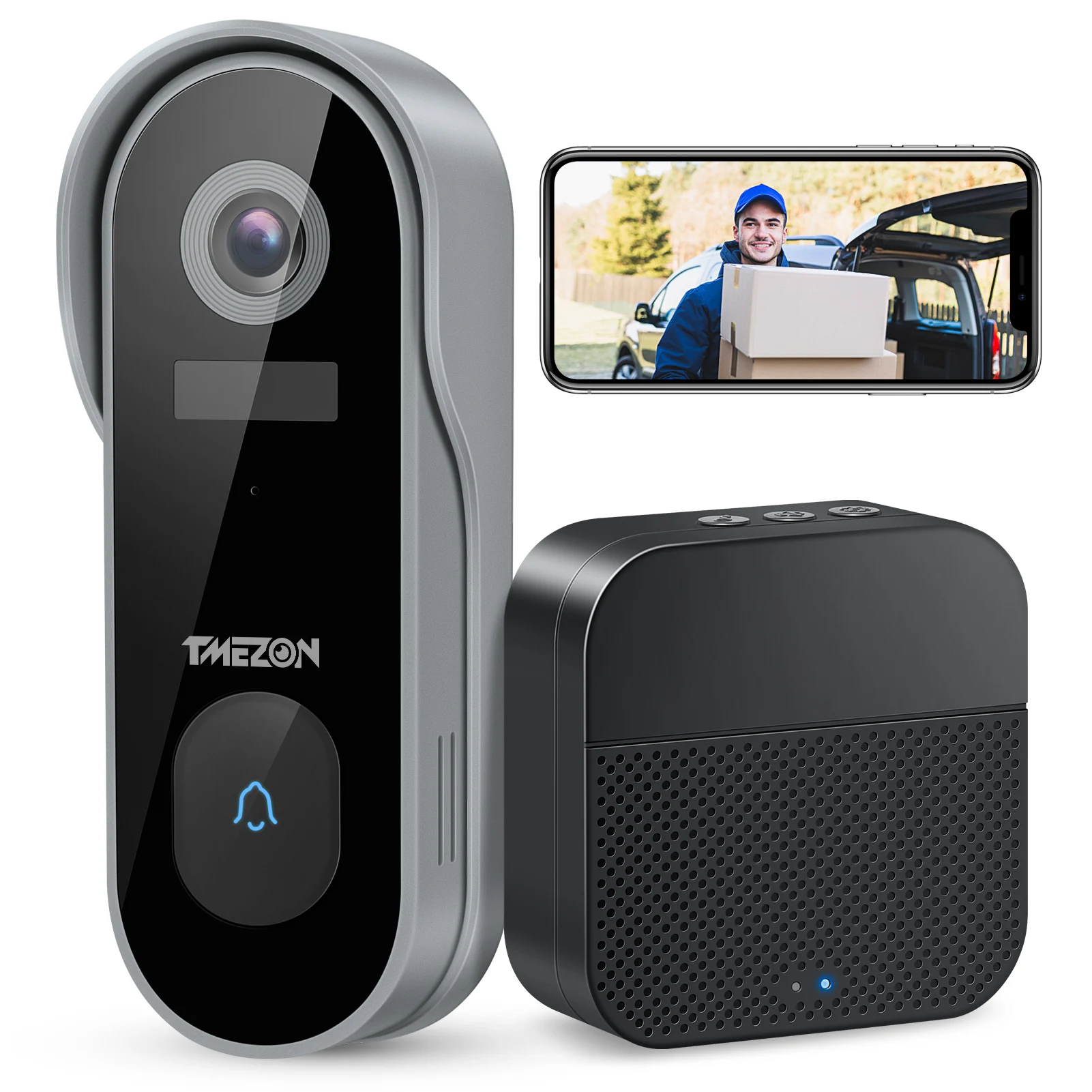 TMEZON CloudEdge APP WiFi Video Smart Doorbell 1080P Intercom Chime  Smart IP Video Intercom IR Alarm Wireless Security Camera