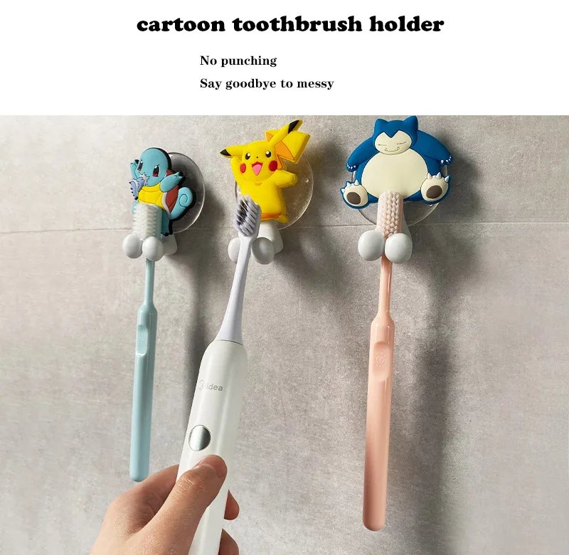 

Pokemon Cute Kawaii Cartoon Character Toothbrush Holder Wall-mounted Rack Creative Punch-free Suction Cup Hanger Children's Gift