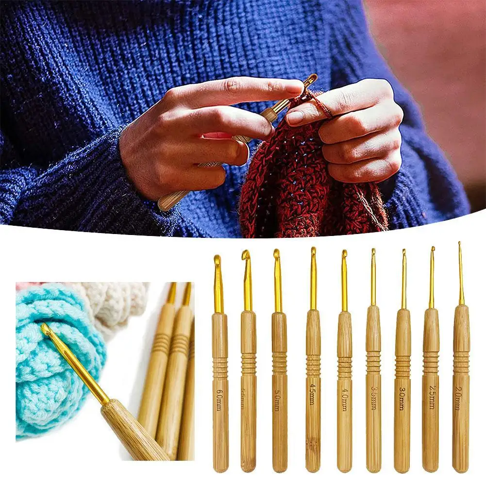 

9Pcs Aluminum Knitting Needles Metal Crochet Set Hook Weave Sweater DIY Hand Craft Yarn Sewing Needle Weave Sewing Tools 2-6mm