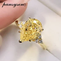 pansysen solid silver 925 ring water drop created moissanite citrine gemstone engagement rings for women gold clor fine jewelry