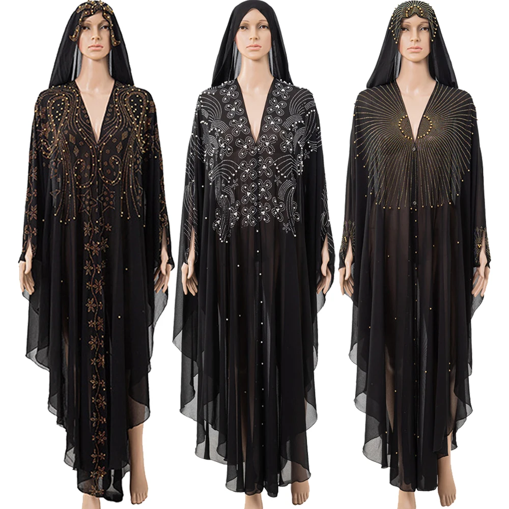 

African Dresses For Women Abaya Dubai Turkey Muslim Hijab Dress Dashiki Chiffon Kaftan Plus Size Boubou Islamic Clothing Ramadan