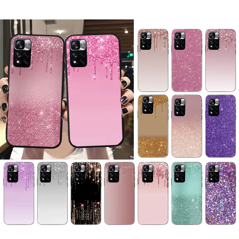 

Phone Case for Xiaomi Redmi Note 12 Pro 11 11S 11T Pro 10 9 Pro 10S Redmi 10 9 10C 9C Rose Gold Gripping Glitter