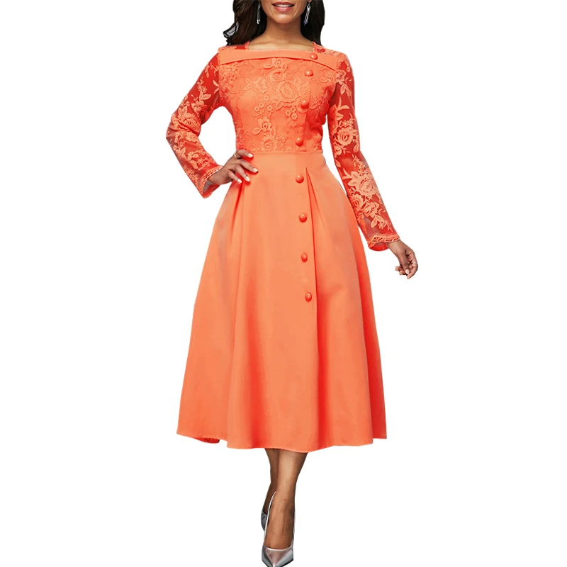 

Элегантное банкетное официальное женское платье 2023 винтажное кружевное Бальное Платье макси с квадратным вырезом и длинным рукавом с высокой талией платья