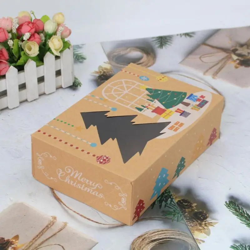 

4/8/Christmas Cookie Box European Large Capacity Kraft Paper Box Home Portable Cookie Candy Snack Storage Box Biscuit Box