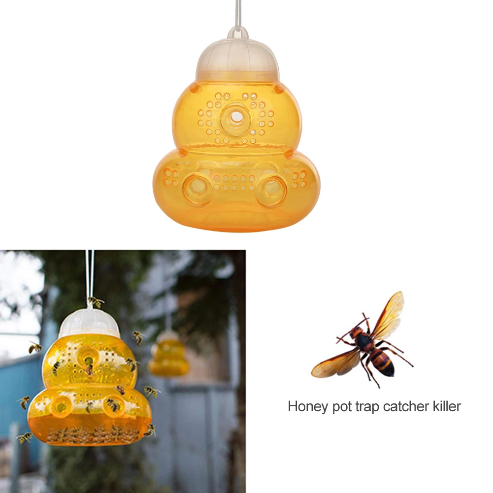 

1pc Wasp Trap Gourd Shape Bee Insect Honey Pots Hanging Honey Pot Trap Reusable Outdoor Hanging Insects Hornet Catcher Traps
