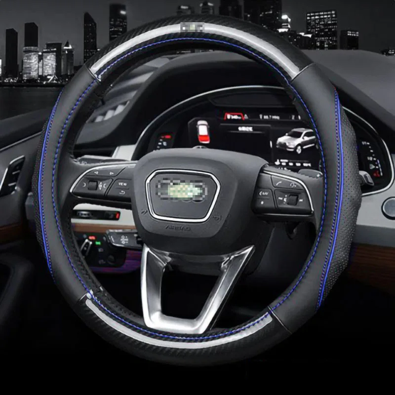 

Car Steering Wheel Cover For Audi Q8 Q7 Q5 Q3 A7 A6 A5 A4 A3 A8 Diameter 38CM Series Steering Wheel Auto Parts Car Interior