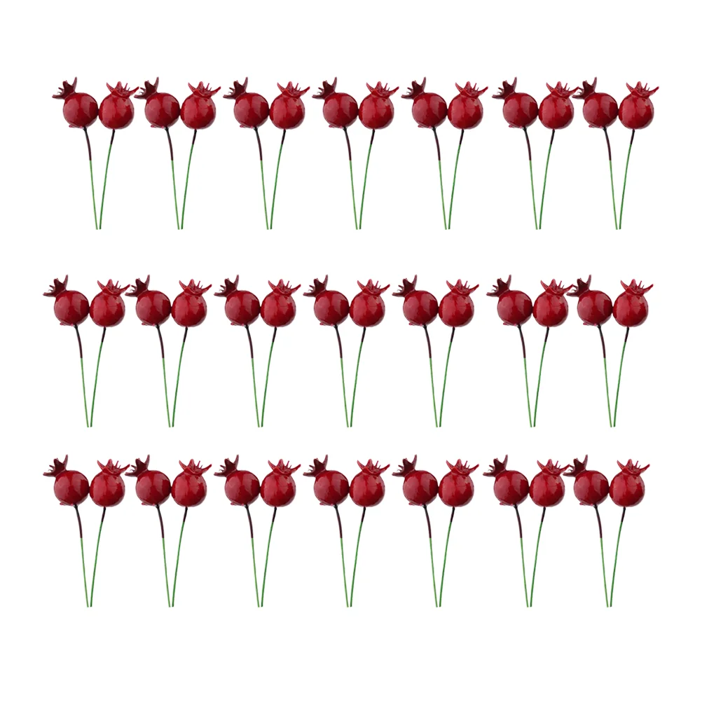 

Berries Fake Artificial Picks Pomegranate Christmas Berry Model Stem Fruit Bonsai Stems Ornament Burgundy Red Lifelike Micro