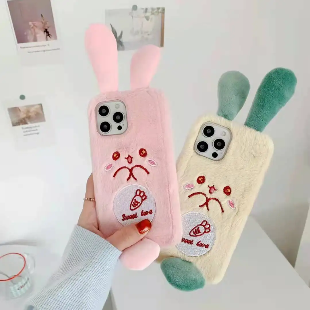 3D Милый Плюшевый чехол с кроличьим мехом для телефона Huawei Nova 9 Pro 3 7I 5T P50 P40 P30 P20 P10 Y9S