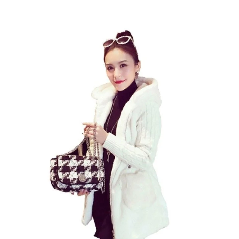 2024 осенне-зимняя одежда новое классическое корейское вязаное плюшевое пальто с