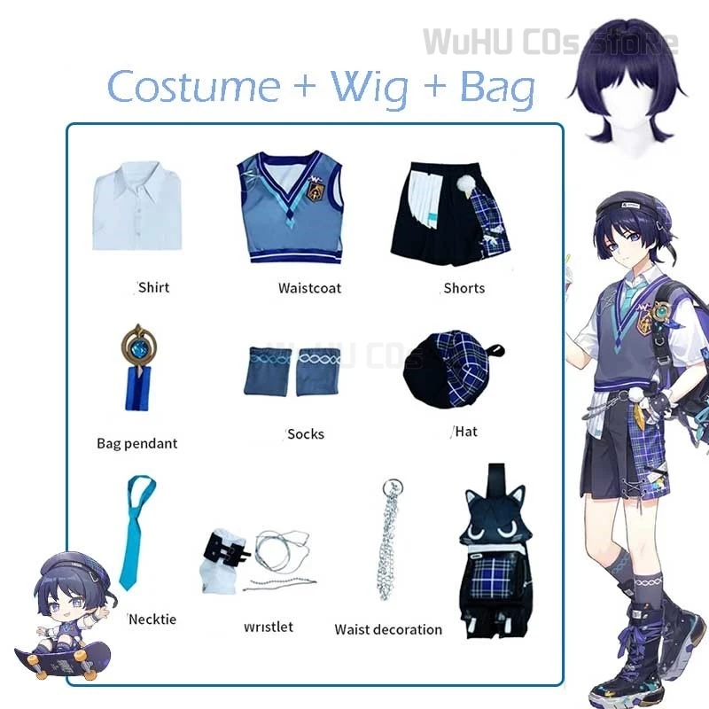 Женский и мужской костюм для косплея Wanderer сумка парика Genshin Impact × MEGA MGC кофейная