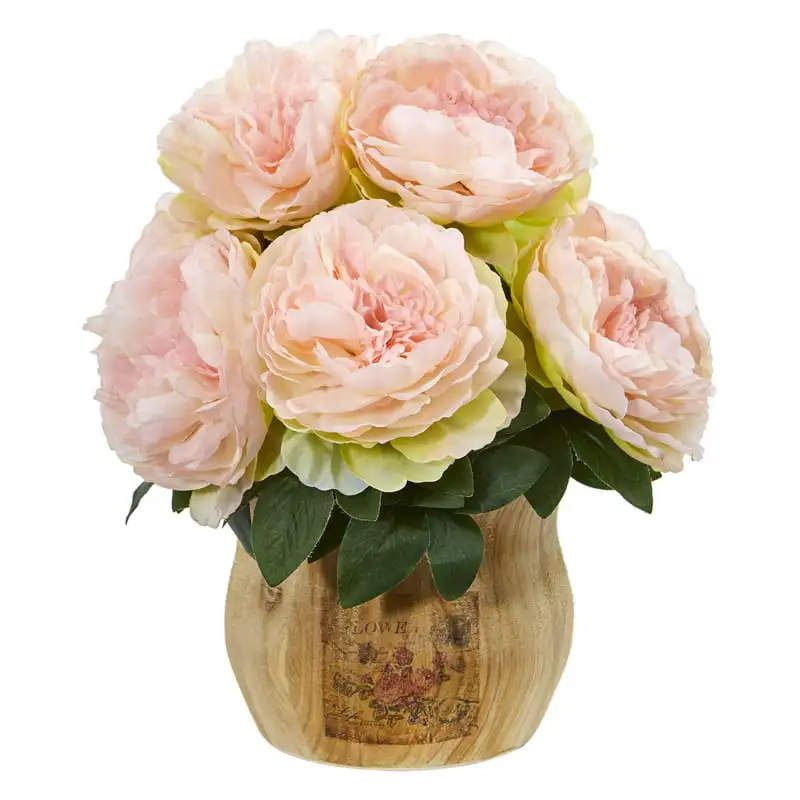 

Peony Artificial Flowers in Decorative Planter, Pink Wedding Party Vase Home Autumn Decoration Fake Flower