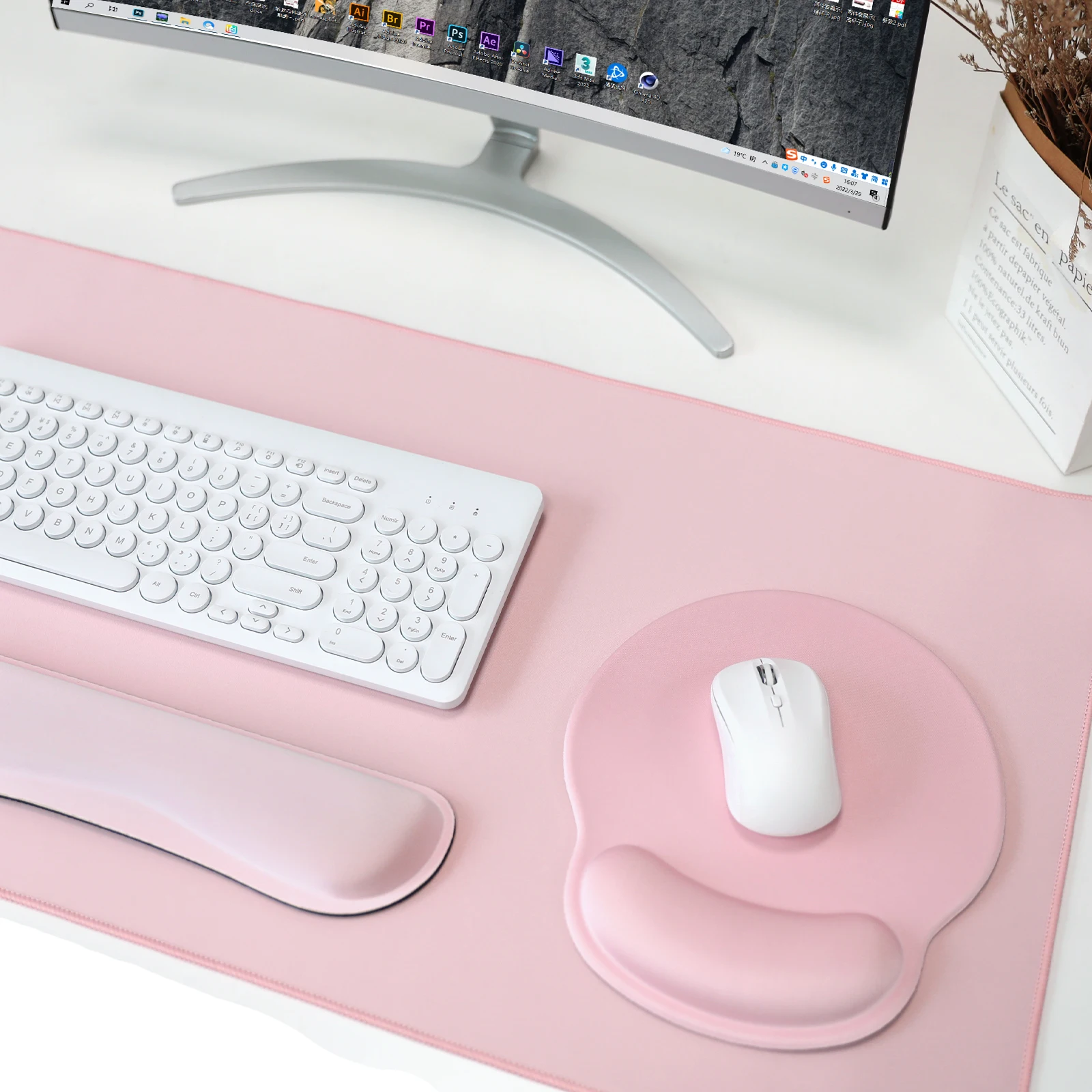 

Mouse Pad Wrist Rest Rubber Keyboard Pads with Non-Slip Bottom 3 IN 1 Large Desk Mat 90X40CM Support Wholesale FOR GIRL