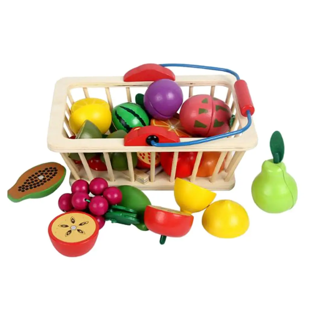 

16Pcs Wooden Pretend Play Cutting Toys Food Cutting Set Role Play Cookware