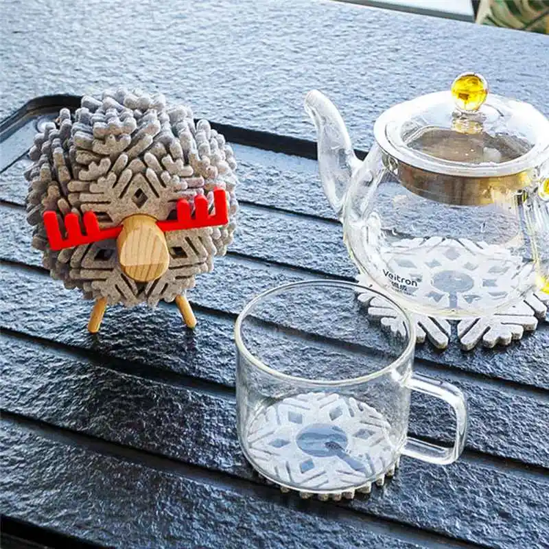 

Round Felt Cup Mats Art Crafts Gift Anti Slip Cup Pads Coasters New Sheep ShapeInsulatedJapan Style Creative Home Office Decor