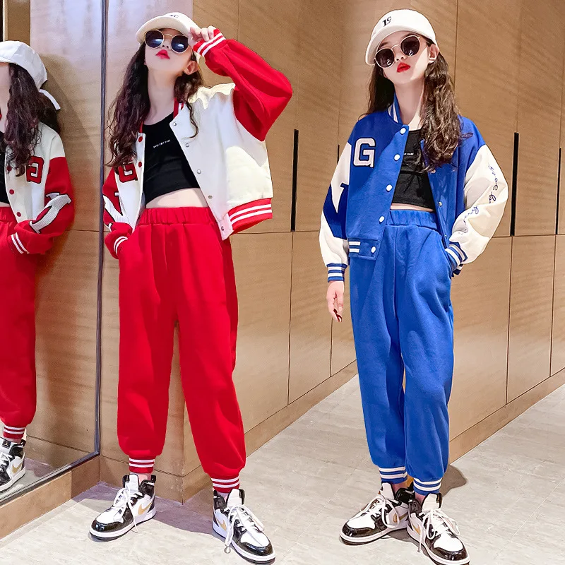 

Teenager Girls Fashion Sports Clothing Set Children Long Sleeve Jacket+Casual Pants 2pcs Outfits Kids Tracksuit 4 6 8 10 12 14 Y