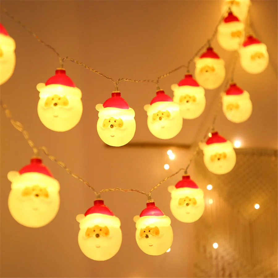 Creative 10/20LED Santa Claus Snowman Fairy String Lights Battery Powered Christmas Garland Lights for Holiday Party Decoration