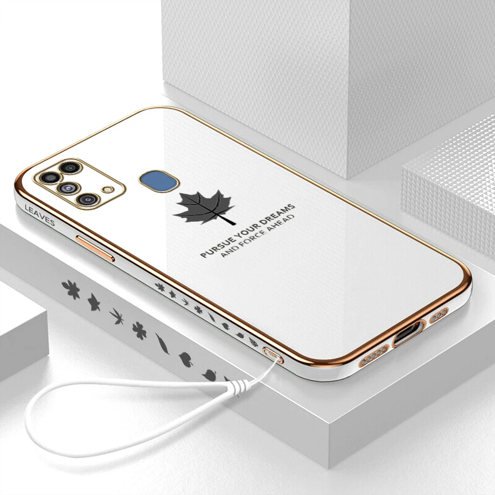 

Phone Case for Samsung Galaxy A71 A51 A11 A21S A31 A20 A30 A10S A20S A02S A30S A50S A72018 S10 S21 S22 Maple Leaf Plating Cover
