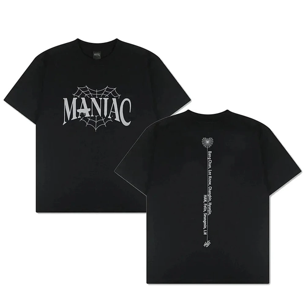 

2023 KPOP Stray Kids T-shirt MANIAC Concert Casual Letters Printing Short Sleeves HyunJin Felix BangChan Fans Collection Gift