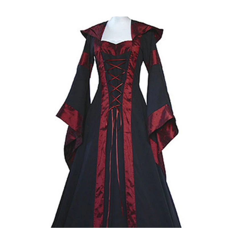 

Women Dress Party Hooded Halloween Dress Retro Literary Performance Y2K Long Dresses Women Halloween Clothes