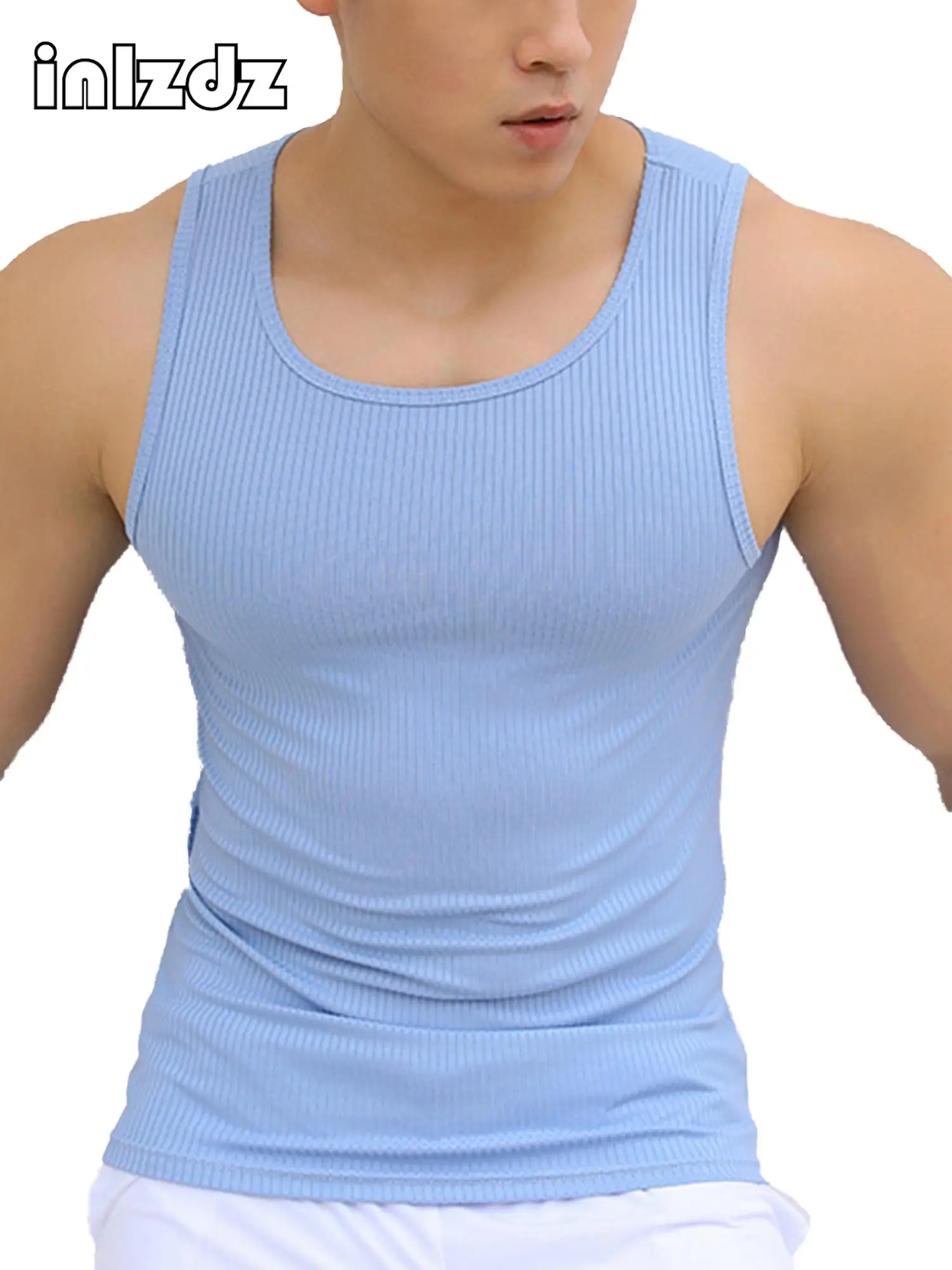 

Men Sleeveless Fitness Workout Vest Sport Vest Stretchy Vest Tank Top Running Jogging Gymnastic Fitness Workout Top