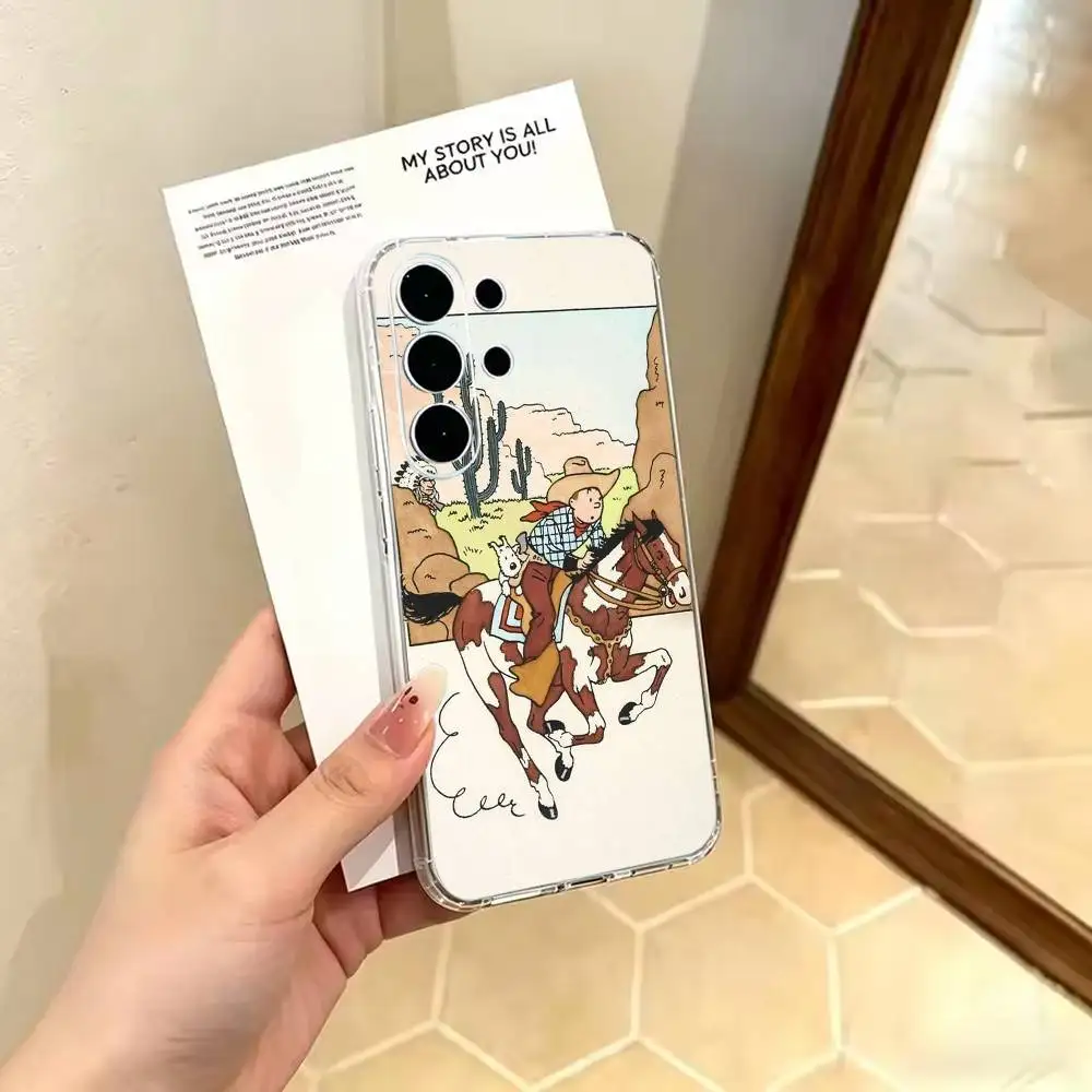 Фото Прозрачный противоударный защитный чехол Classic-eexplorer Tintin-in из ТПУ для Samsung S 25,24,23,22,30,21,10,9,Ultra,Plus,Li №5