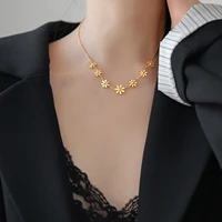 carlidana 316l stainless steel new fashion upscale jewelry elegant daisy 7 flowers charms chain choker pendant necklace jewelry