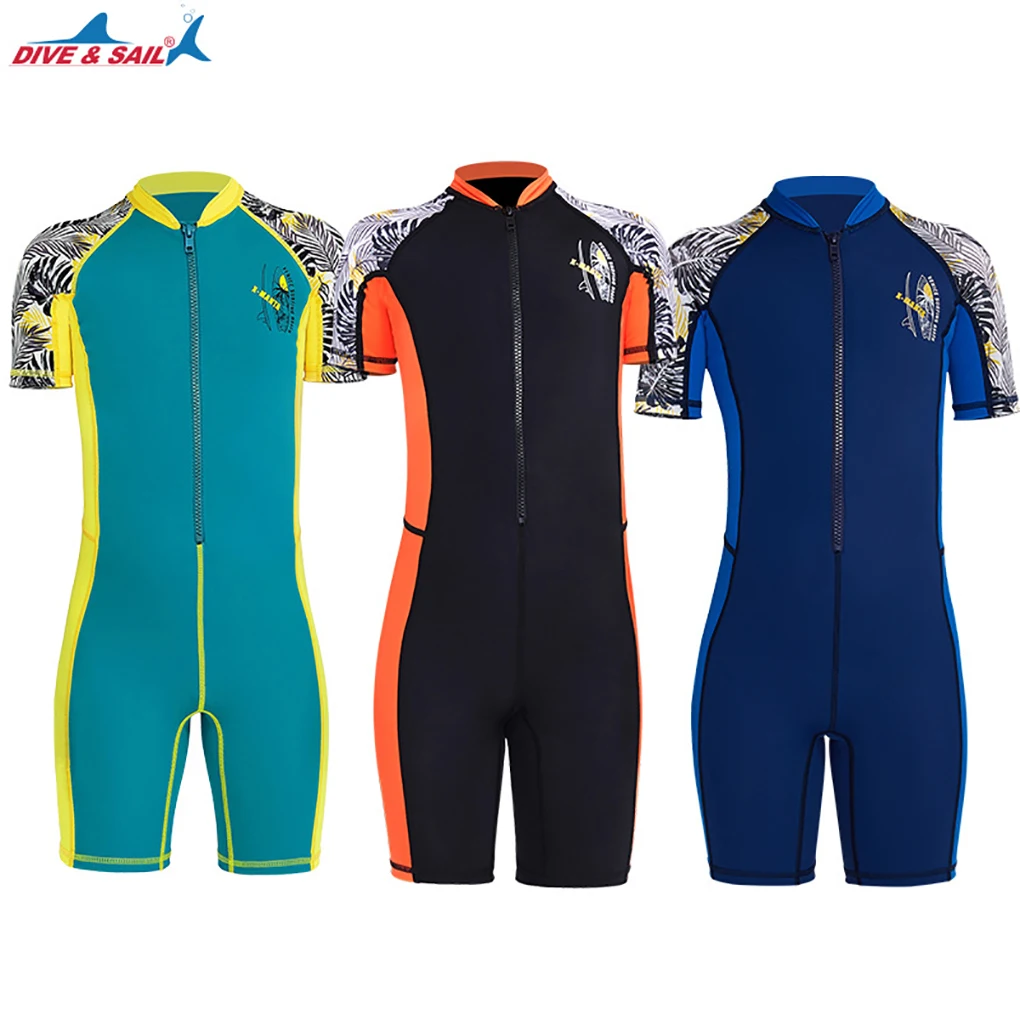 

DIVE SAIL Kid Swimsuit Quick Dry Boys Shorty One-pieces Wetsuit Children Swimwear Wet Suit for Swimming Diving Surfing