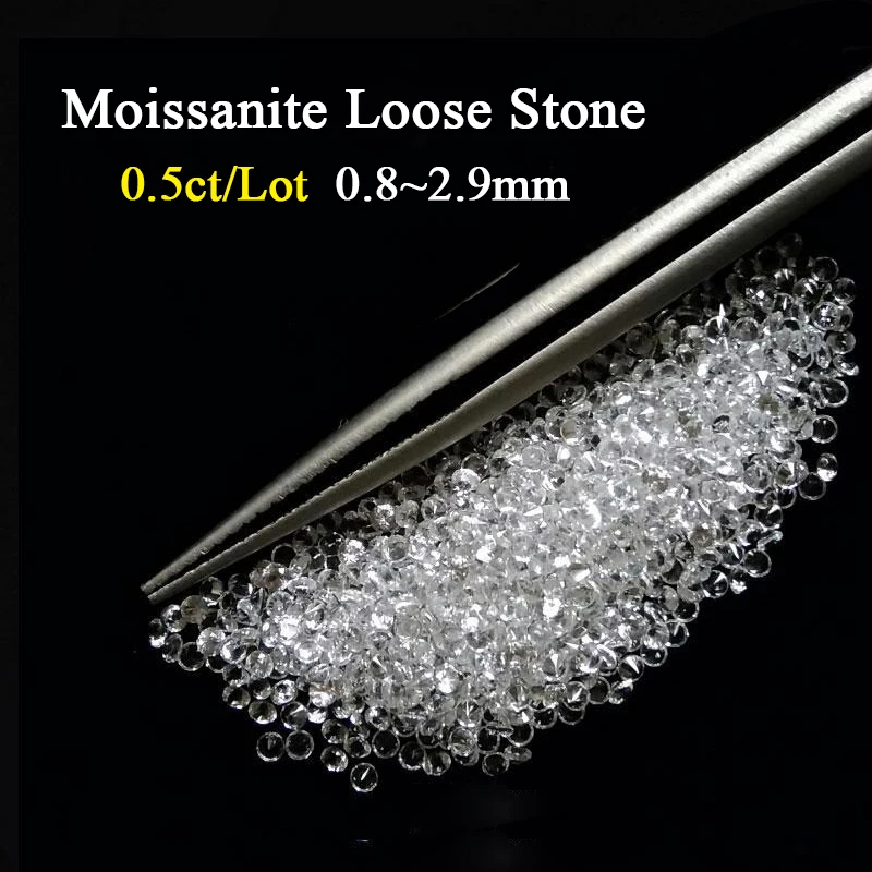

100% подлинный муассанит D-образного цвета от 0,8 мм до 2,9 мм, круглый вырез, свободный лабораторный Выращенный алмаз, положительный результат д...