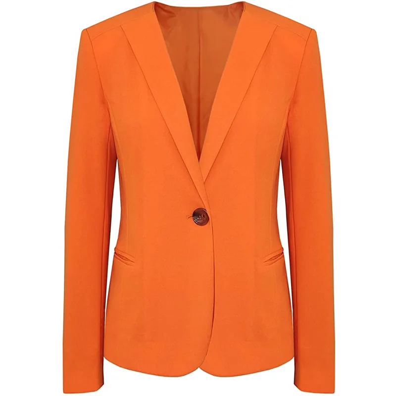 Women's Fashion Suit Professional Long Sleeve Single Button Functional Pocket Business Office Blazer