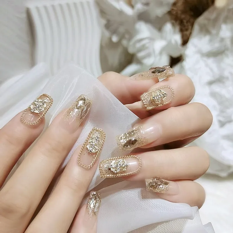 

24Pcs/box Trapezoidal Long False Nail Nail Accessories Stick on Nails Fake Nails with Glue ноготь Press on Nails Nail Art Tools