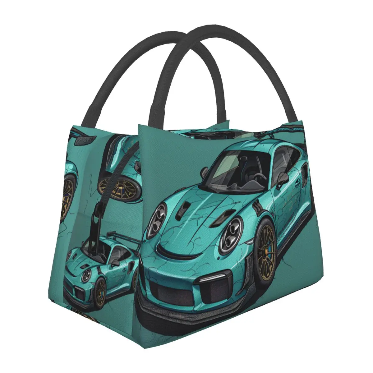 

Classic Sports Car Lunch Bag Graphic Cartoon Fun Lunch Box Picnic Portable Tote Food Bags For Child Waterproof Custom Cooler Bag
