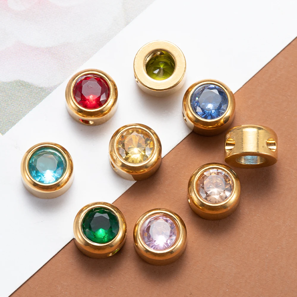 

10pcs Stainless Steel Charms Rhinestone Necklace Pendant Fashion Birthstone Beads for Jewelry Making DIY Accessories Wholesale