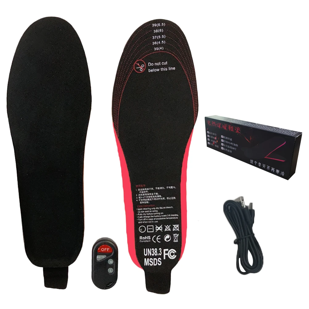 Winter Electric Heated Insoles 3-Level Breathable Rechargeable Foot Warmer with Remote Control Thermal Insoles for Men Women