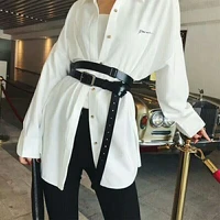 ultra long black decorative leather belt for women fashion genuine leather belt waist wide tie in shirt long waist belt straps