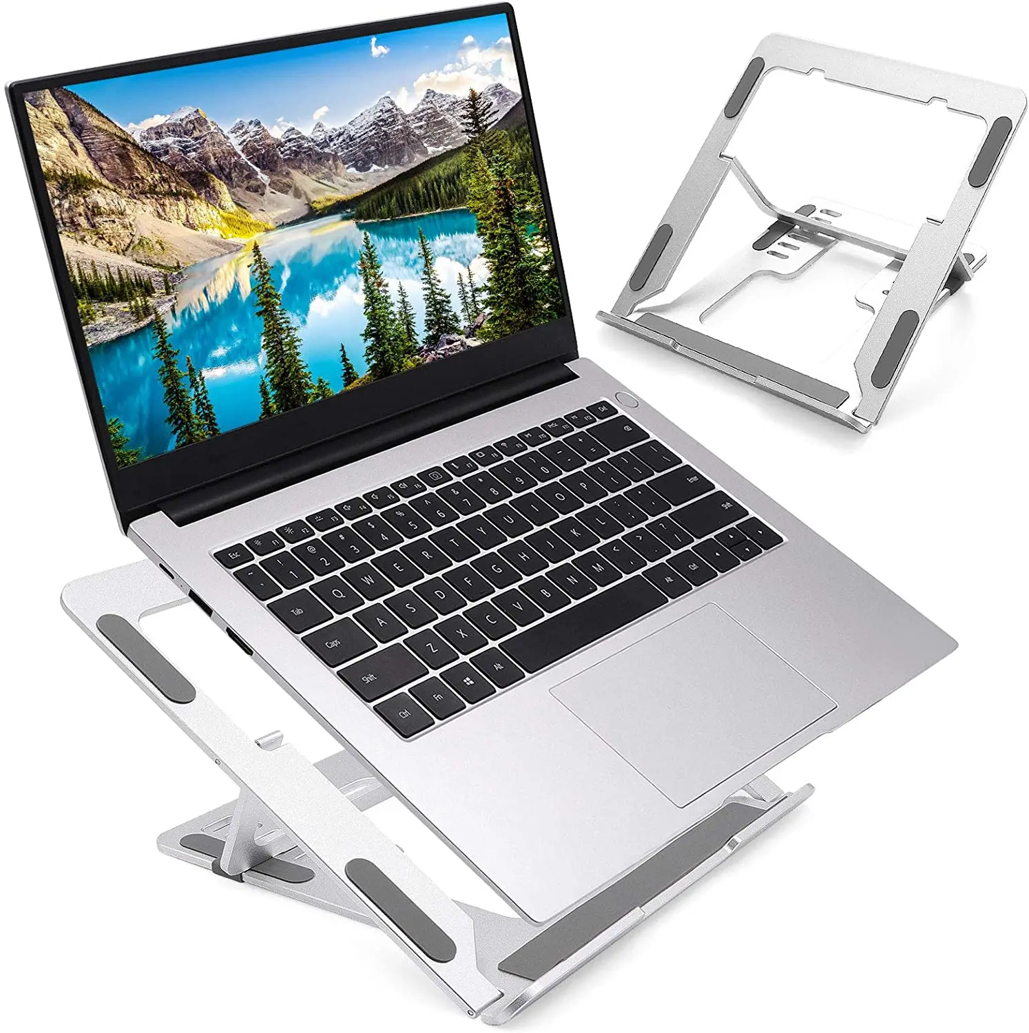 

Adjustable Laptop Stand Riser for Desk, 6-Angle Ergonomic Laptop Holder Lift, Aluminum Portable Computer Notebook Stand,