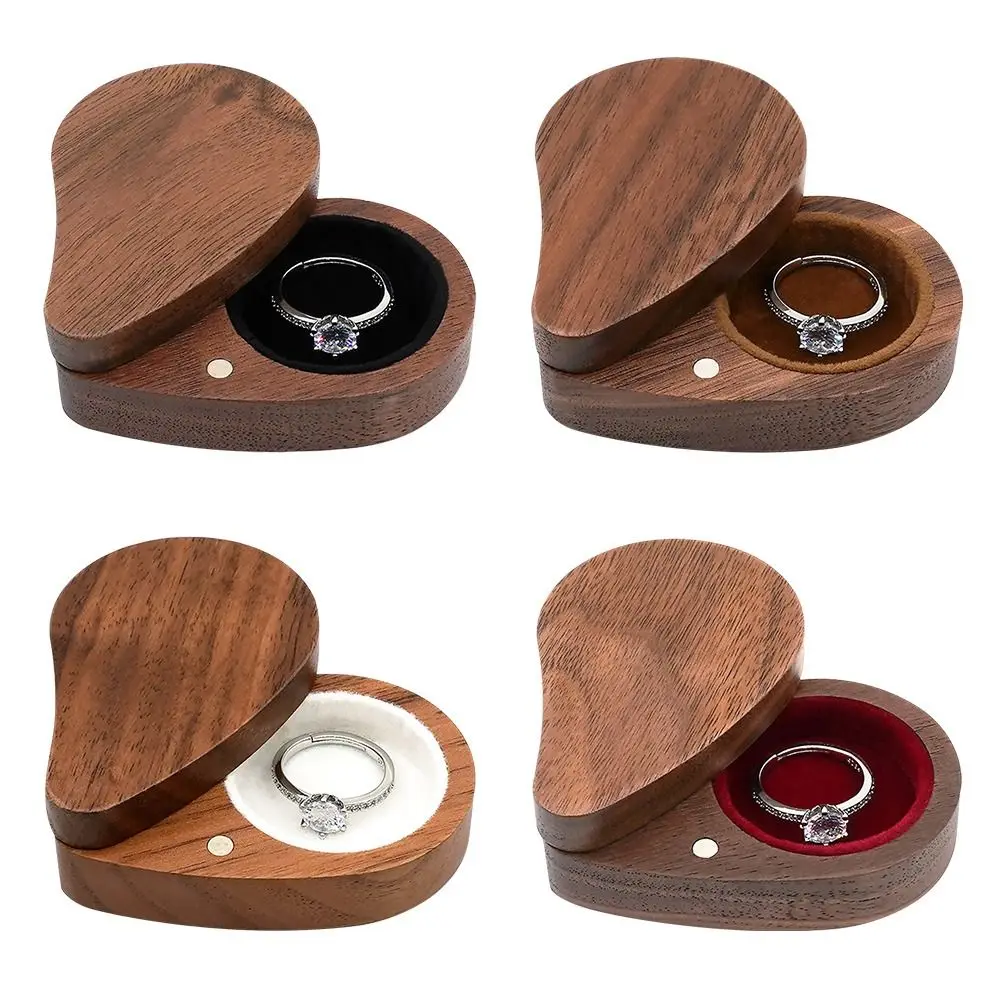 

Engagement Wooden Heart Shape Gifts Case Storage Holder Jewelry Box Display Box Ring Storage Box
