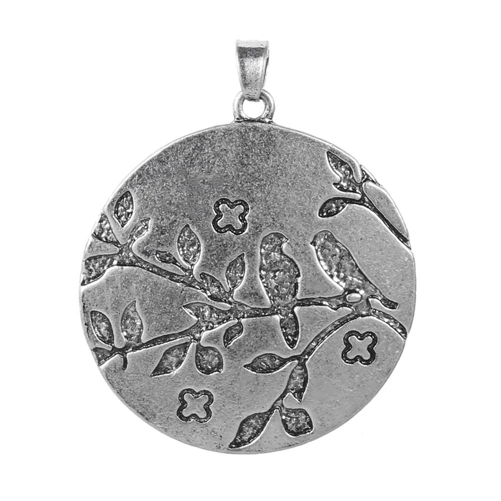 

Coconal Punk Men Women Round Tag Charms Branch Leaf Carve Pendants Charms Jewelry Making Handmade Pendants Accessories DIY