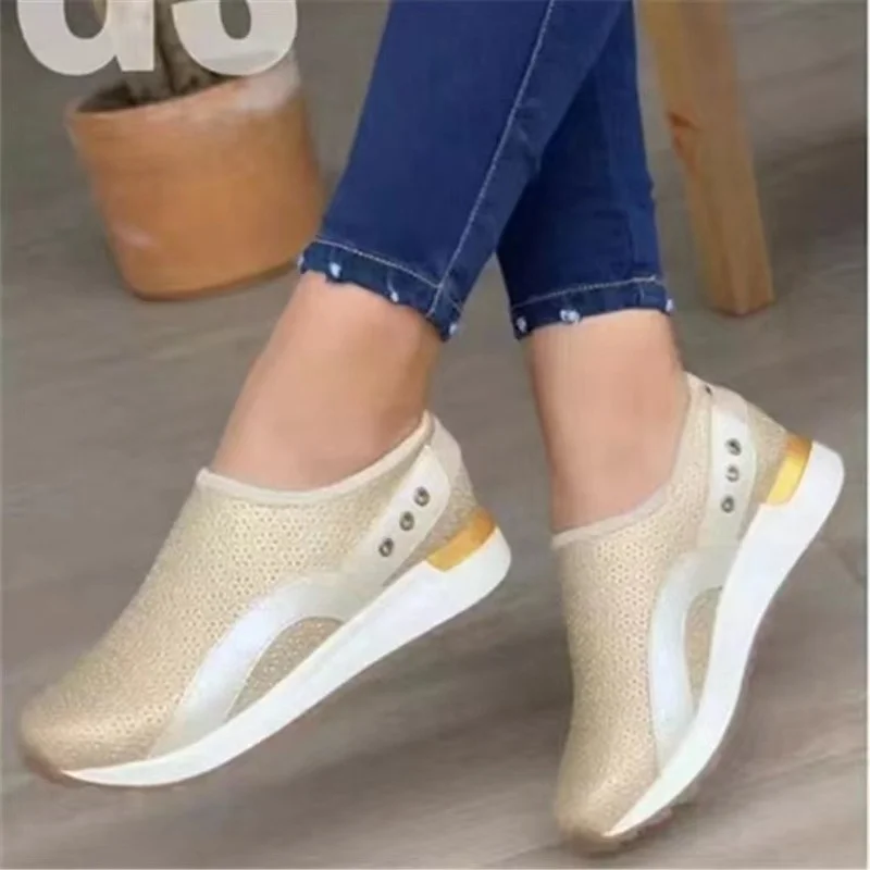 

Женские сетчатые кроссовки, легкие кроссовки на платформе, без шнуровки, Вулканизированная подошва, весна-лето 2022