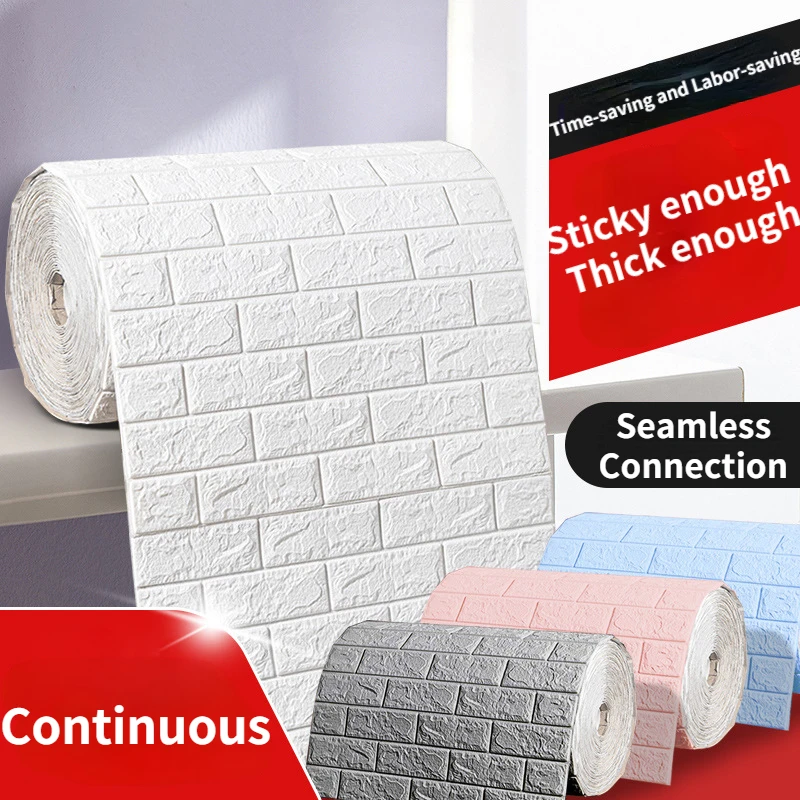 

2M 3D Self Adhesive Thickened Foam Brick Wall Sticker Waterproof and Oilproof DIY Wallpaper Room Living Room Home Decoration