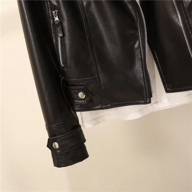 Clothing Women's Spring and Autumn Korean Version Slim Fashion Short Pu Motorcycle Clothing Leather Jacket Women's Coat Japan