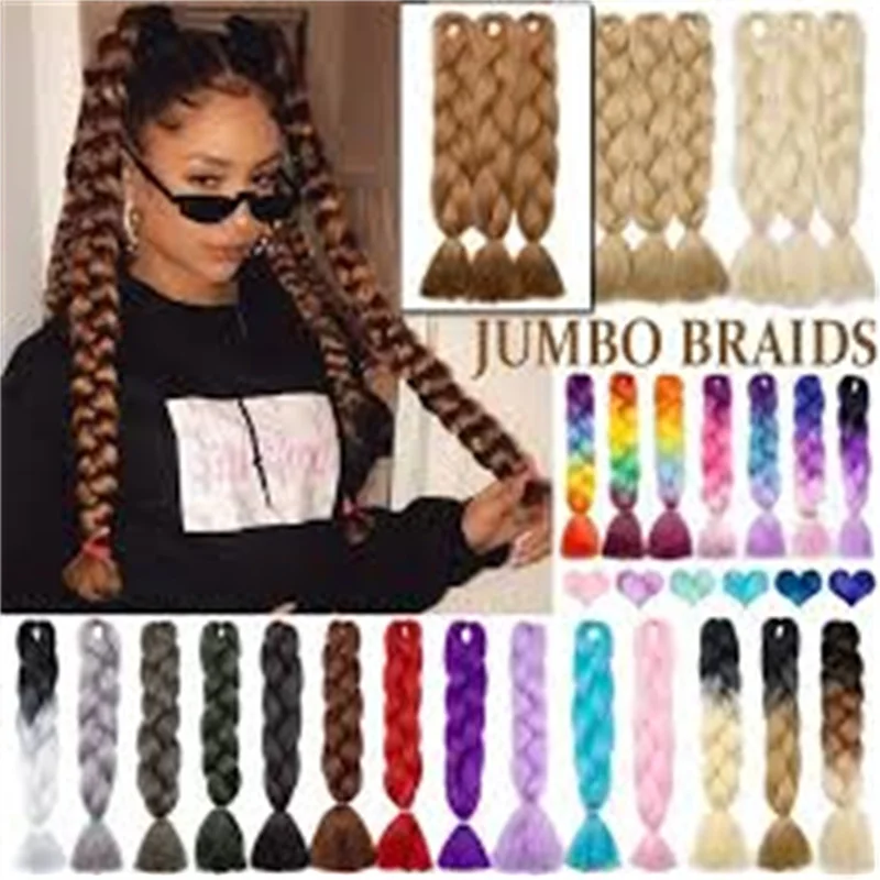 

24 Inch Jumbo Braids Extensions Synthetic Braiding Hair Afro Ombre Color kanekalon Hair for Children Braid