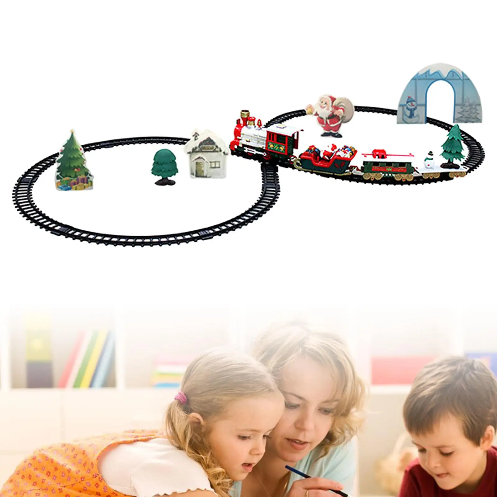 

Игрушечный набор поездов на Рождество, набор электрического поезда с подсветкой, музыкой и 15 железными дорогами, под Рождество для детей