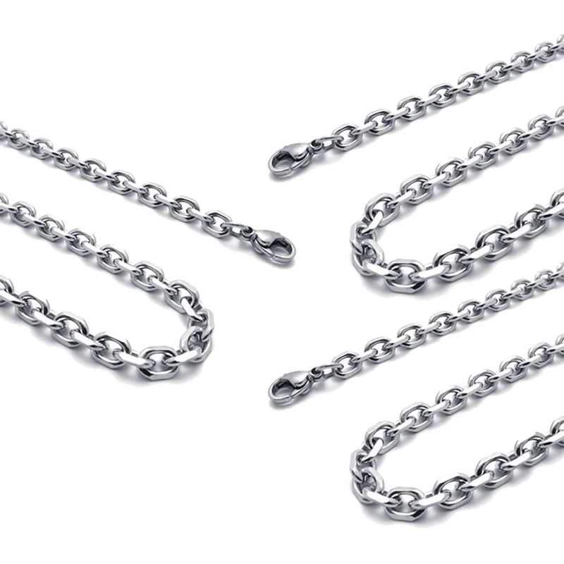 

3X Jewelry Men's Ladies Necklace, Stainless Steel Necklace, Silver Color - Width 3Mm - Length 70Cm