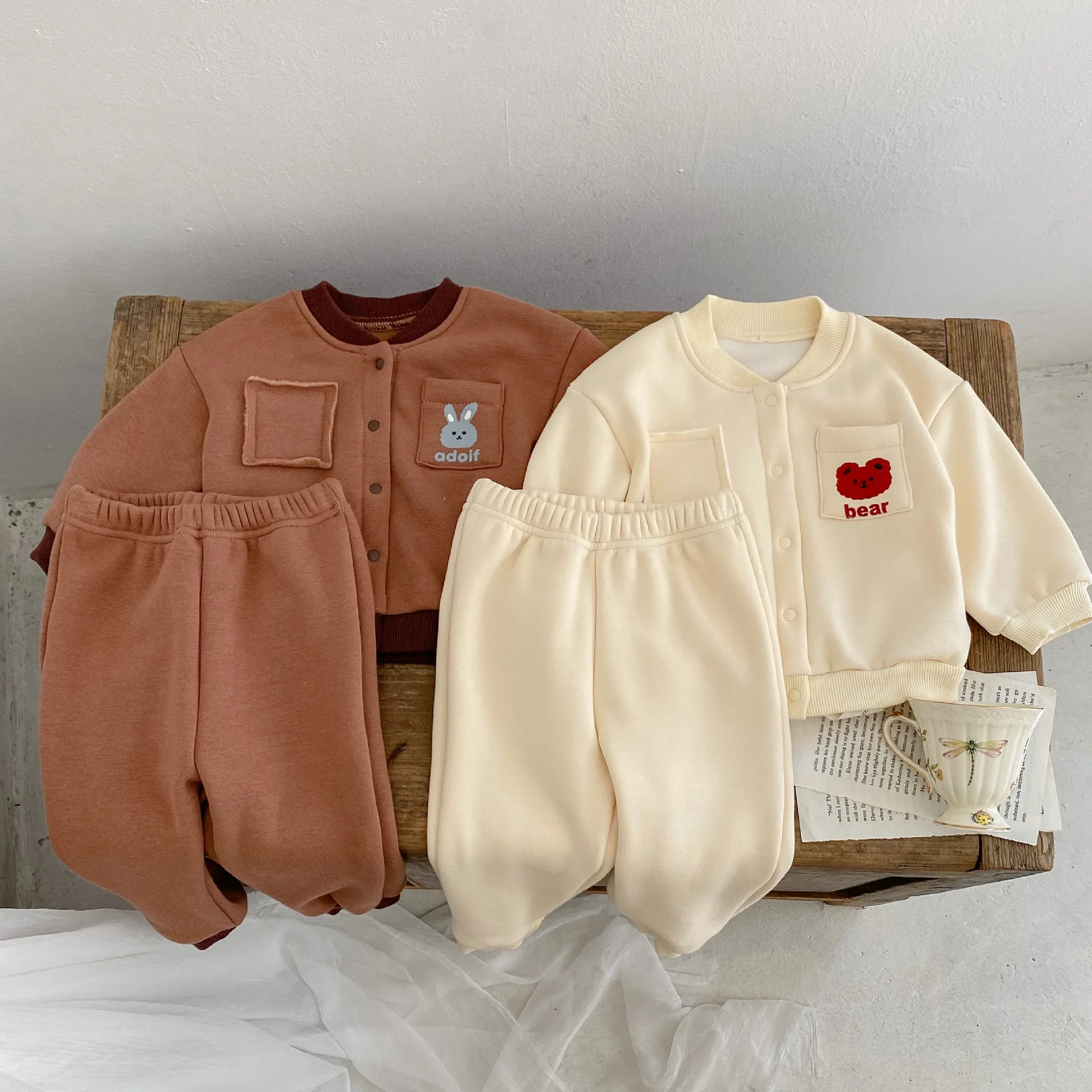 

2 шт., хлопковая Вельветовая куртка с длинным рукавом и брюки с поясом на резинке