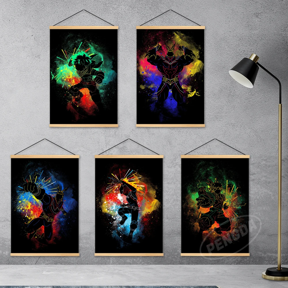 

Canvas Print My Hero Academia Painting Wall Art Bakugou Katsuki Picture Poster Todoroki Home Decor Hanging Wooden Living Room